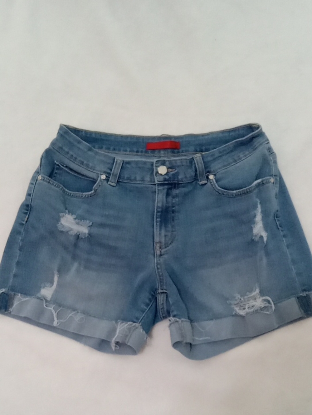Jennifer Lopez Short Waist Distressed Cuffed Denim Shorts Size 8
